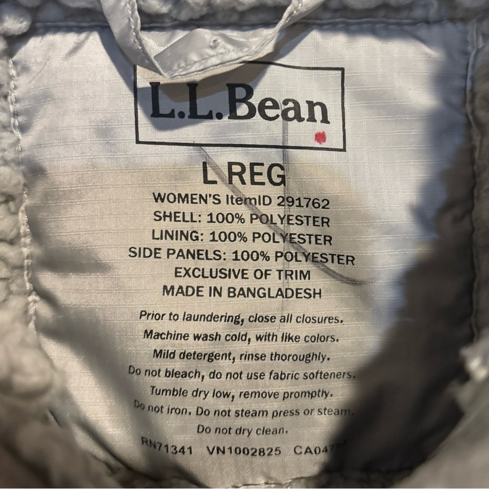 LL Bean women’s gray quilted fleece lined jacket vest size L - Picture 5 of 9